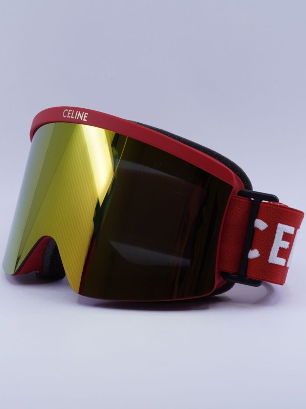 Celine CL40302U SKI MASK 67C Red Shield Frame, Gold Mirror Lenses